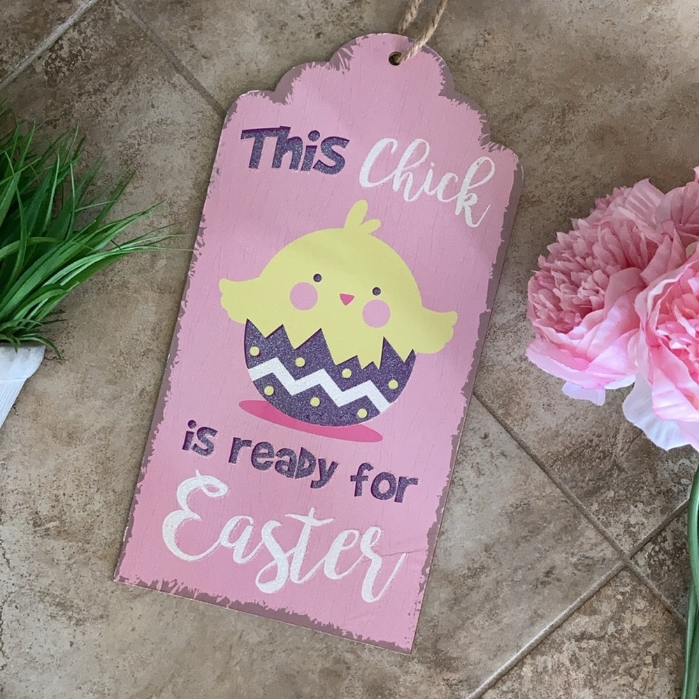 Spring Easter Wall Decor this chick is ready for Easter pink yellow chick in egg